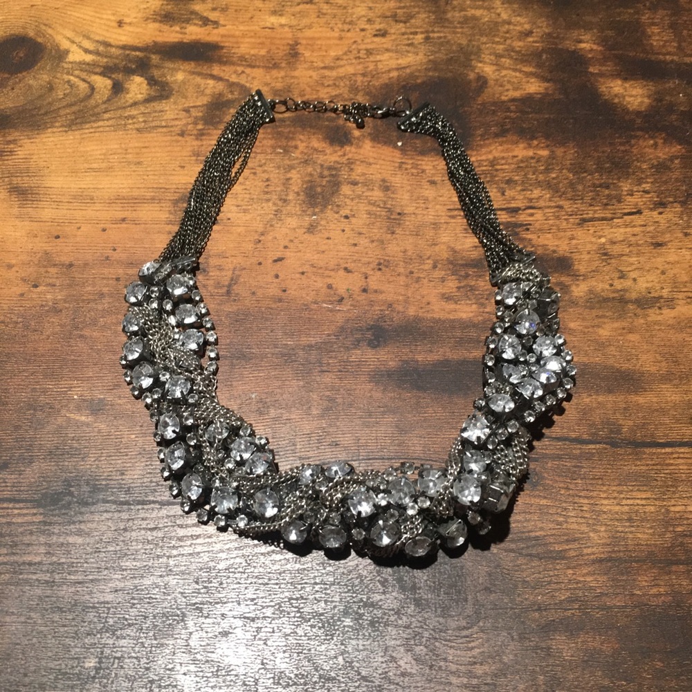 Silver Gemstone Statement Necklace